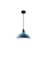 BIRK Petrolumsblå Ø19cm pendel - E27 fatning, 2m ledning, Metal / Træ