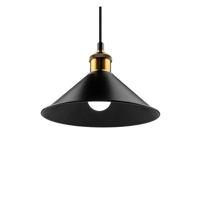 Sort Ø22cm pendel - E27 fatning, 2m ledning, Sort/messing