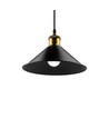 Sort Ø22cm pendel - E27 fatning, 2m ledning, Sort/messing