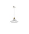 Hvid Ø22cm pendel - E27 fatning, 2m ledning, Hvid/messing