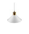 MOKKA Hvid Ø22cm pendel/cafe-pendel - E27 fatning, 2m ledning, Hvid/messing