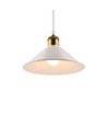 Hvid Ø22cm pendel - E27 fatning, 2m ledning, Hvid/messing