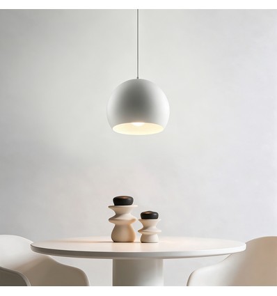 Hvid Ø20cm pendel - E27 fatning, 2m ledning, Metal