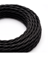 5m Stofledning 2x0.75 mm², tekstil - 230V, Sort twistet