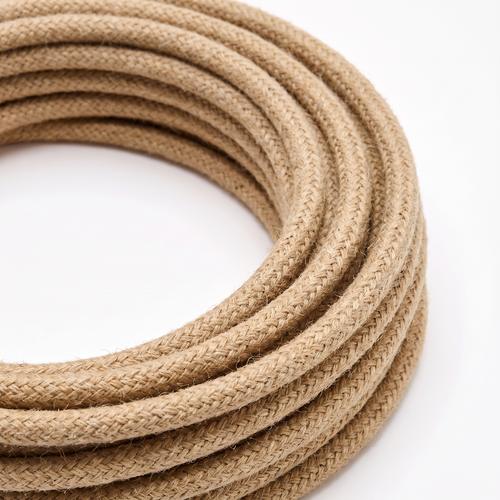 5m Stofledning 2x0.75 mm², tekstil - 230V, Jute/Beige