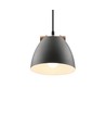 Grå Ø16cm pendel - E27 fatning, 2m ledning, Metal / Træ