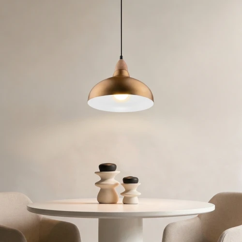 BIRK Børstet Messing Ø24cm pendel - E27 fatning, 2m ledning, Aluminium
