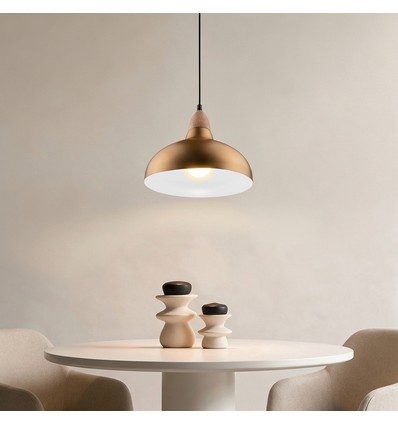 BIRK Børstet Messing Ø24cm pendel - E27 fatning, 2m ledning, Aluminium