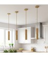 MALM E14 cylinder pendel guld/træ - 2m ledning, med roset, uden lyskilde.
