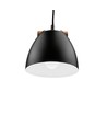 HOLM Sort Ø16cm pendel - E27 fatning, 2m ledning, Metal / Træ