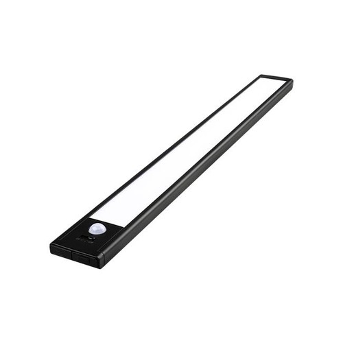Batteri skabsbelysning - 40cm, Sort, PIR sensor, genopladelig