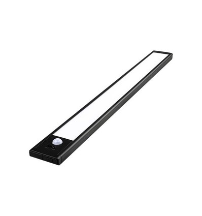 Batteri skabsbelysning - 40cm, Sort, PIR sensor, genopladelig