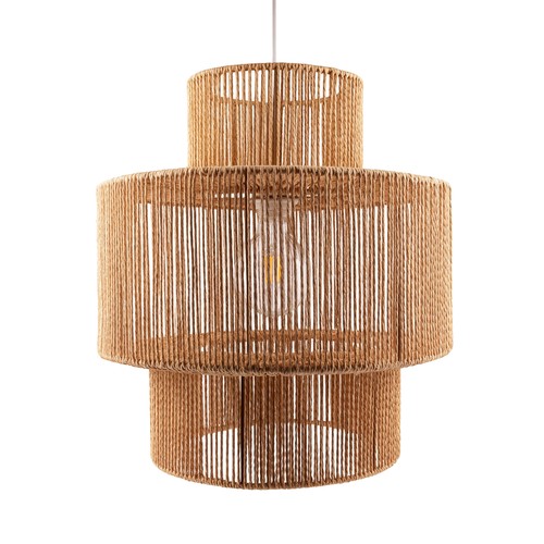 SNOR Brun Ø40cm pendel - E27 fatning, 2m ledning, flettet papirsnor