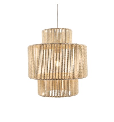 Beige Ø30cm pendel - E27 fatning, 2m ledning, flettet papirsnor