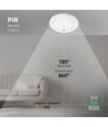 12W LED sensorlampe - Rund, PIR sensor, Cree chip, hvid, 6400K