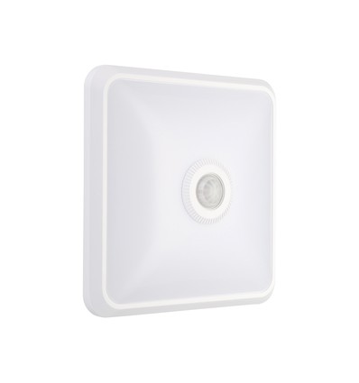 12W LED sensorlampe, CCT - 3 lyskulører, PIR sensor, 6 års garanti, Cree, firkantet, hvid