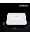 12W LED sensorlampe, CCT - 3 lyskulører, PIR sensor, 6 års garanti, Cree, firkantet, hvid