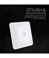 12W LED sensorlampe - PIR sensor, Cree chip, firkantet, hvid, 3-i-1