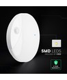 V-Tac 15W LED udendørs væglampe med sensor - Rund, hvid, Cree chip, CCT