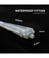 V-Tac 120cm vandtæt T8 LED armatur - Til 2x 120cm LED rør, IP65