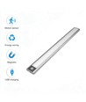 40cm 2W LED skabslampe med sensor - Sølv, genopladelig, IP20