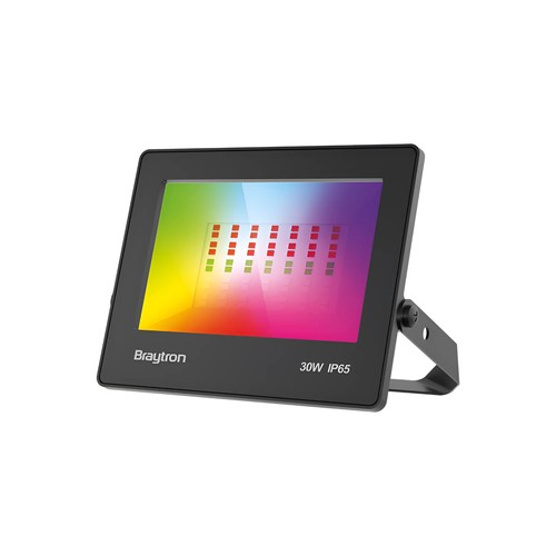 30W RGB LED Projektør - Inkl fjernbetjening, IP65 udendørs, sort