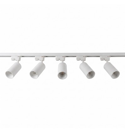1-Faset BASIC skinnesæt - 2m, Hvid, 5-Spot, GU10, uden lyskilde