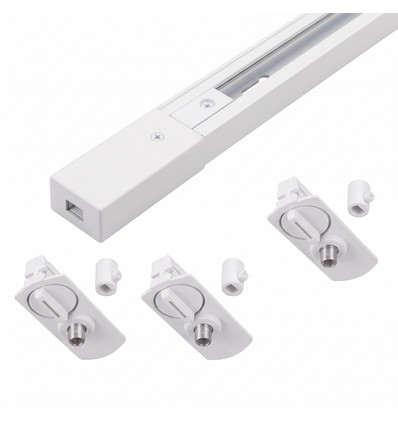 1-Faset PENDEL skinnesæt - 2m, Hvid, 3 Lampeholdere