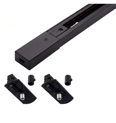1-Faset PENDEL skinnesæt - 1m, Sort, 2 Lampeholdere