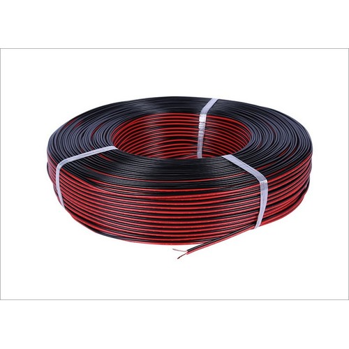 12-24V rød/sort ledning til LED strips - 2 ledet, 100 meter rulle