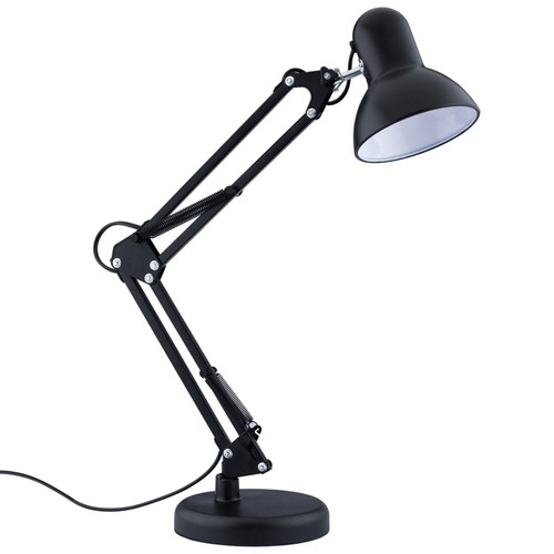Klassisk Sort Arkitektlampe - Inkl. fod og bordklemme, E27 fatning, Uden lyskilde