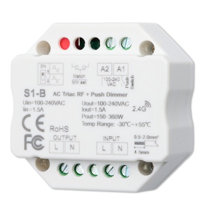 LEDlife rWave indbygningsdæmper - RF, push-dim, 200W LED dæmper, til indbygning
