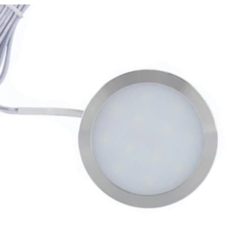 LEDlife Sono60 møbelspot - Påbygning, Skabsbelysning, Mål: Ø6 cm, børstet stål, 12V