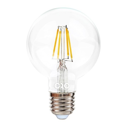6W LED glødetråds pære - E27, G80, klart glas 