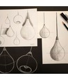 Halo Design - DROPS Pendel Ø38 opal Glas / Alu