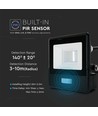 10W LED projektør - IP65, Med sensor, Samsung LED chip