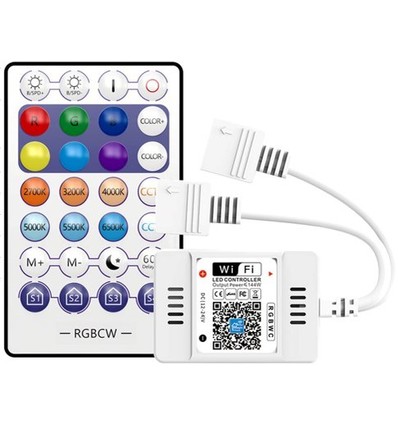 Smart Home RGBW controller - Virker med Google Home, Alexa og smartphones, 12V (144W), 24V (288W)