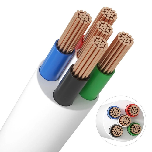 12-24V RGB+W kabel, hvid rund - 5 x 0,5 mm², metervare, min. 5 meter