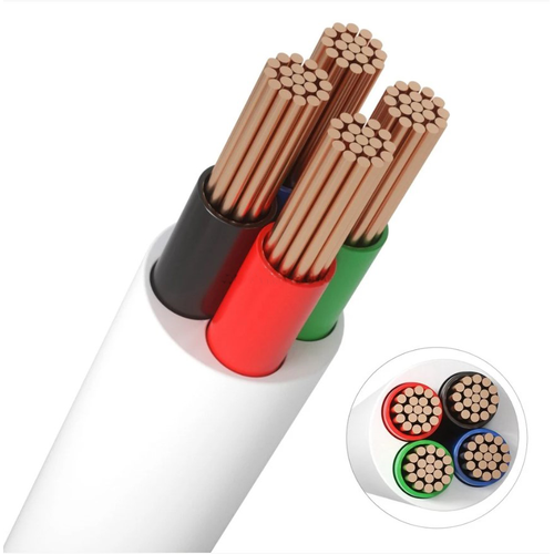 12-24V RGB kabel, hvid rund - 4 x 0,5 mm², metervare, min. 5 meter