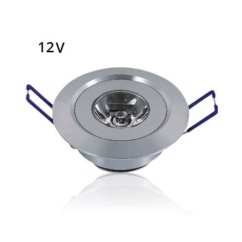 1W indbygningsspot - Hul: Ø4,4 cm, Mål: Ø5,2 cm, 2,2 cm høj, dæmpbar, 12V