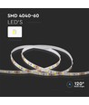 5m 8W/m LED strip - 12V DC, 60 LED pr. meter