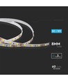 5m 8W/m LED strip - 12V DC, 60 LED pr. meter
