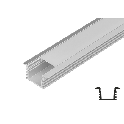 6: Aluprofil undersænket til LED strips, 2 meter i længden