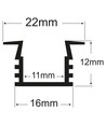 Aluprofil undersænket til LED strips, 2 meter i længden