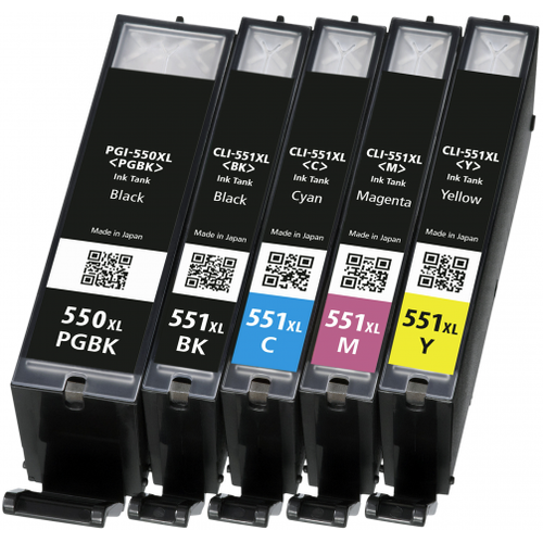 Canon multi PGI-550XL + CLI-551XL BK+C+M+Y 77ml kompatibel 5 stk
