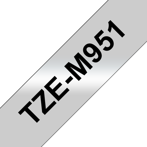 Tape TZeM951 sort tekst på sølv tape 24mm x 8m kompatibel TZM951
