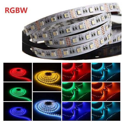RGB+WW sæt: 5m LED strip, 60 LED, 10,8w, kontroller og transformator