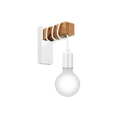 Væglampe I hvid/træ, E27  - EGLO TOWNSHEND