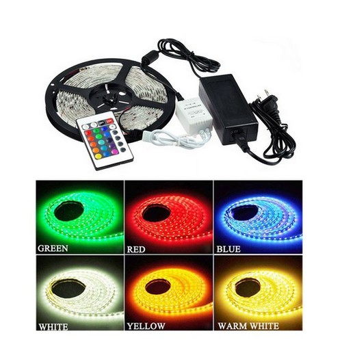 RGB sæt: 15m LED strip 60 LED, 10w, kontroller og transformator - 24V