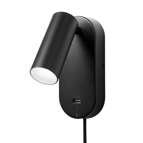 EGO LED Væglampe med USB og Touch dæmp, 4,5W, Nielsen Light - sort